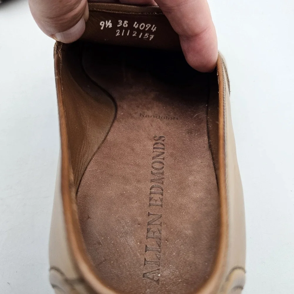 Allen Edmonds Mens Size 9.5 EEE Xtra Wide EUC Randolph Tan Leather Penny Loafers